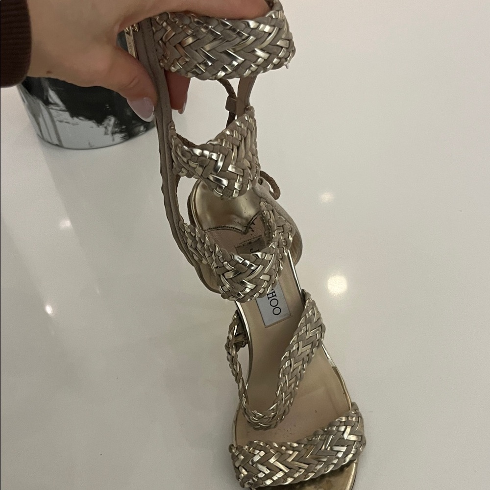 Jimmy Choo Metallic Braided Sandals
